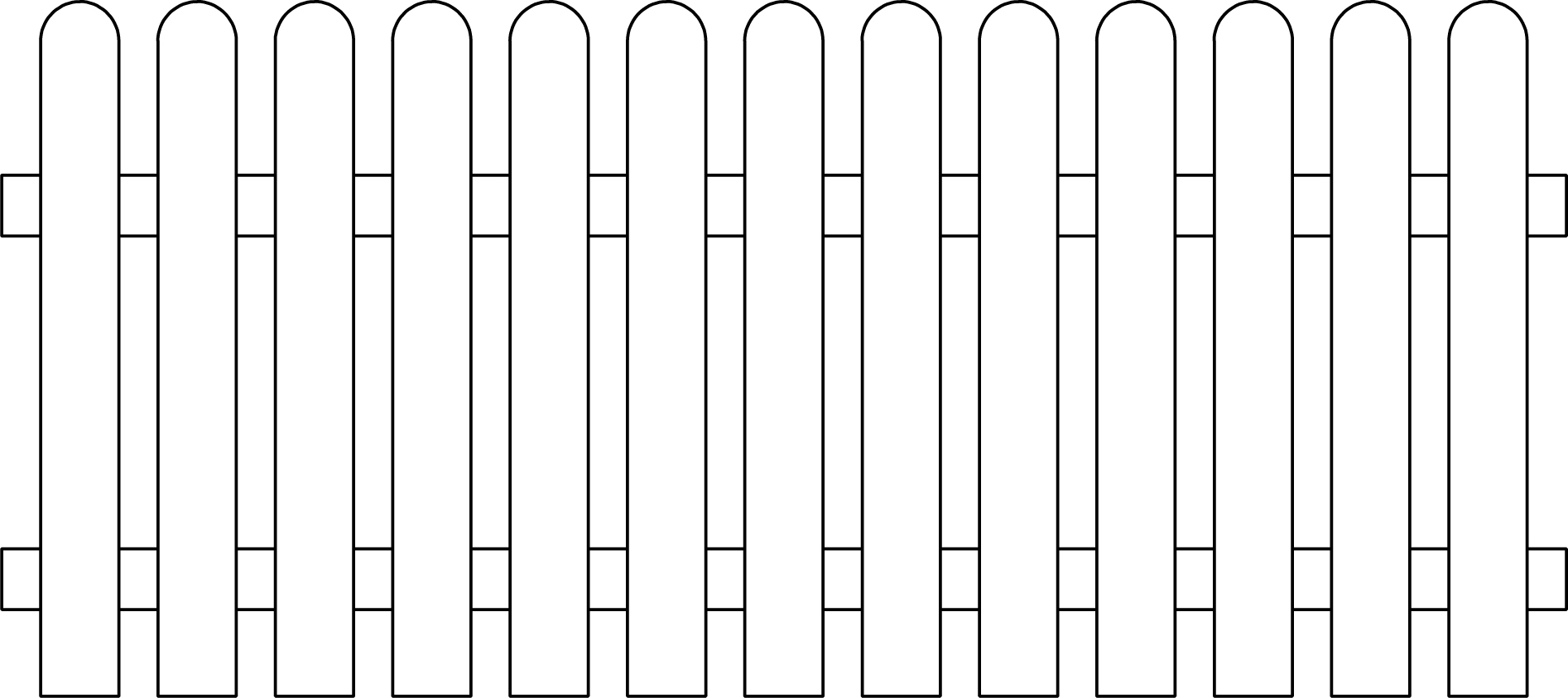 Vorgartenzaun "Classic" gerade, KDI grün Latten 20 x 90 mm geh. mit ger. Kopf