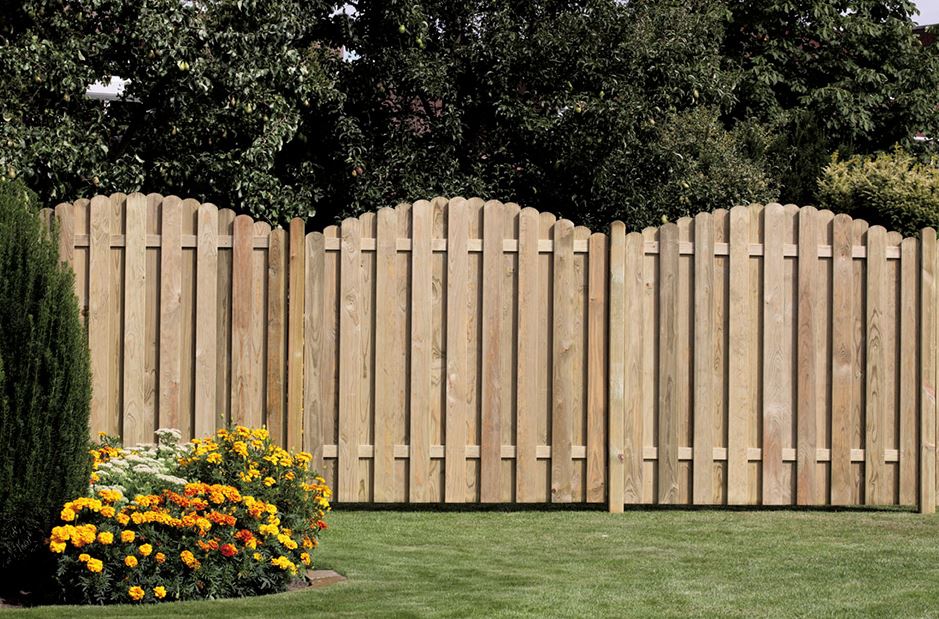 Bretterzaun STABIL Rundbogen KDI grün Bretter 16 x 140 mm, Riegel ca. 28 x 70