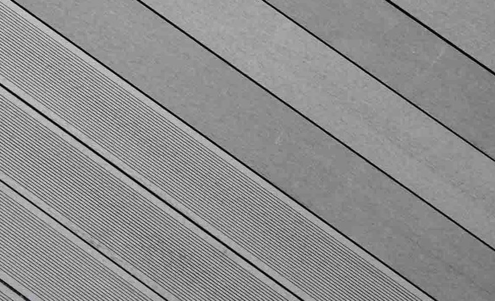 19x140 mm THEVAgarden WPC-Terrassendiele massiv, eins. gebürstet/eins. geriffelt, Anthrazit