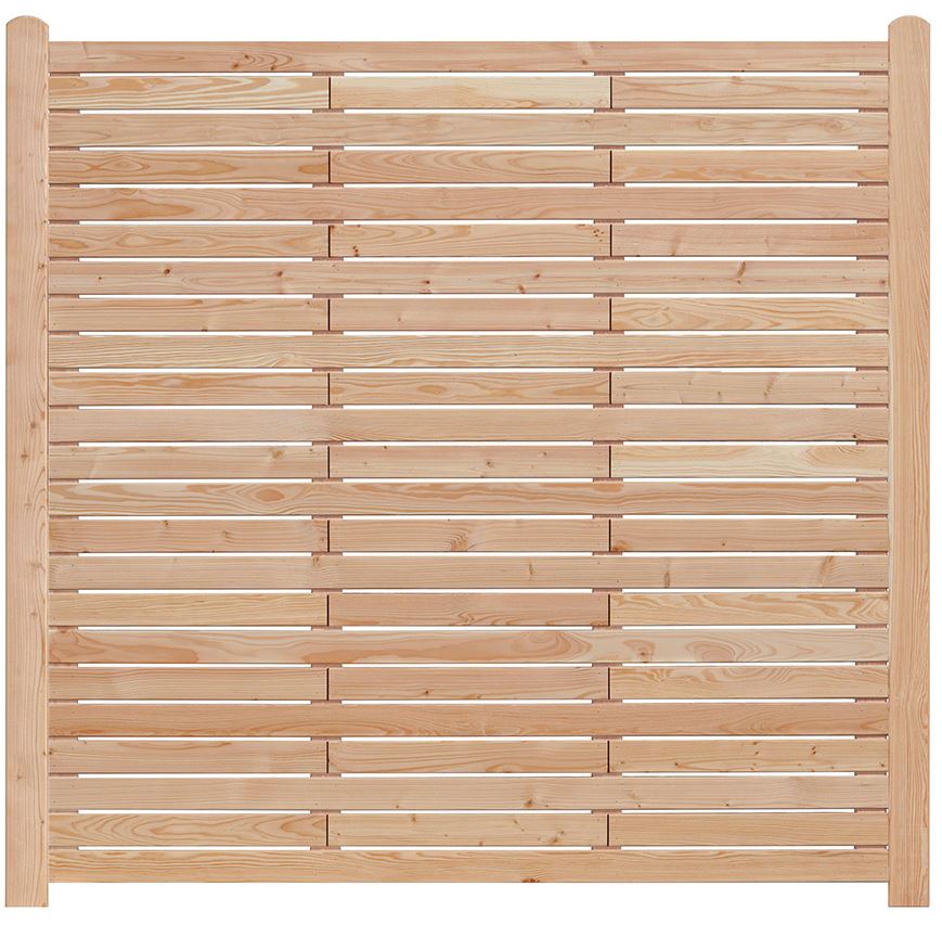 Lattenzaun "Modern", Lärche unbehandelt 25 x 70 mm Riegel, 13 x 70 mm Lamellen 180 x 180 cm