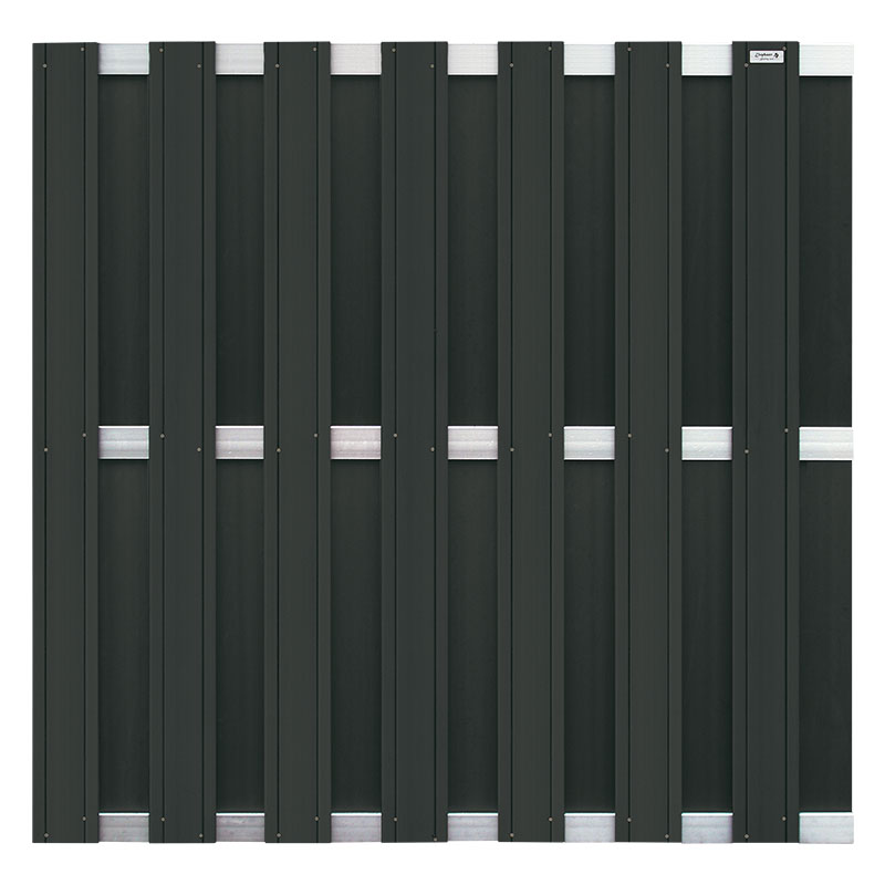 WPC-Design Zaun, Riegel silber Lamellen 13 mm stark,Alu-Riegel 13x70 mm