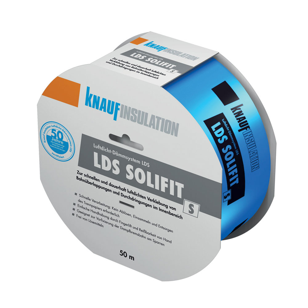 Knauf LDS Solifit S, Haftklebeband zum elastischen Andichten der Dampfbremsbahn