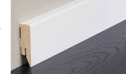 Sockelleisten MDF mit Grundierfolie ummantelt, deckend weiß RAL 9010