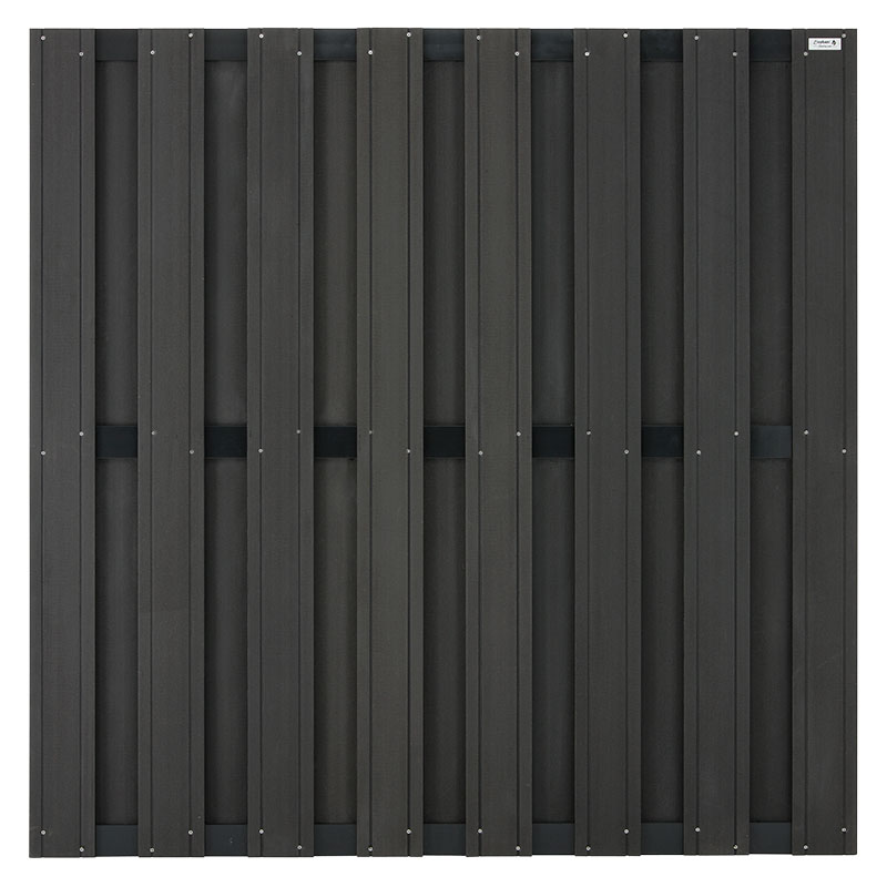 WPC-Design Zaun, Anthrazit/Anthrazit Lamellen 13 mm stark, Riegel 13x70 mm