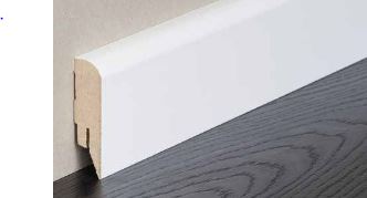 Sockelleisten MDF mit Grundierfolie ummantelt, deckend weiß RAL 9010